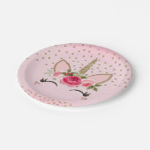 Assiettes En Carton Gold Parties scintillant & Rose Floral Unicorn fêt (Angle)