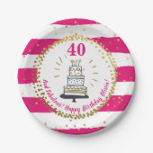 Assiettes En Carton Gold Parties scintillant Rose Stripe N'Importe Que (Devant)