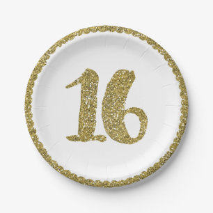 Assiettes En Carton Gold Parties scintillant Sweet 16 16E fête d'anniv