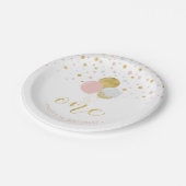 Assiettes En Carton Gold & Pink Confetti, Balloons 1st Birthday Party (Angle)