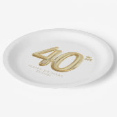 Assiettes En Carton Gold Quarty 40e anniversaire Balloon Party (Angle)
