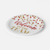 Assiettes En Carton Gold Red Confetti Bienvenue dans l'équipe (Angle)