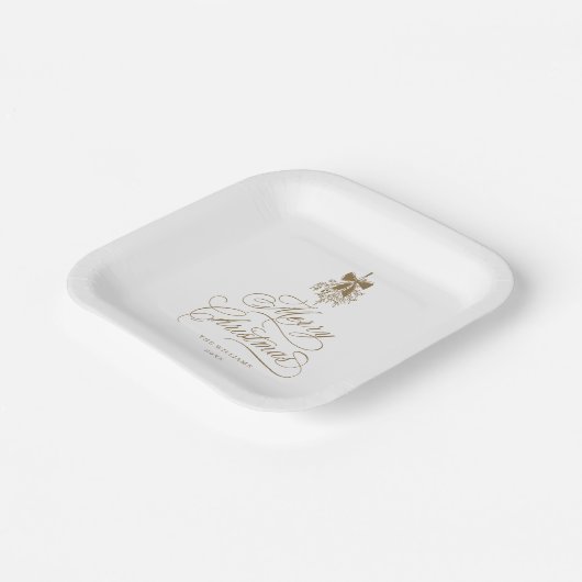 Assiettes En Carton Gold Romantic Calligraphie Joyeux Noël (Angulaire)