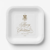 Assiettes En Carton Gold Romantic Calligraphie Joyeux Noël (Recto)