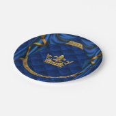 Assiettes En Carton Gold & Royal Blue Crown & Draps Anniversaire (Angle)