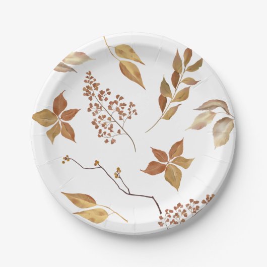 Assiettes En Carton Gold Rust Fall Feuilles Thanksgiving Friendly (Devant)