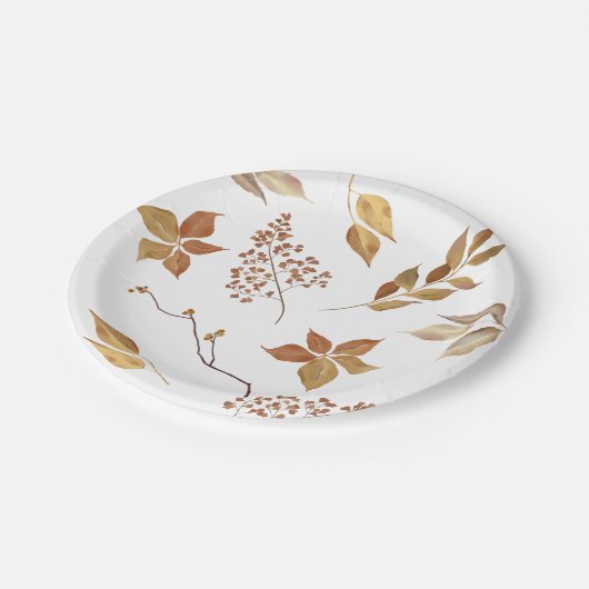 Assiettes En Carton Gold Rust Fall Feuilles Thanksgiving Friendly (Angle)