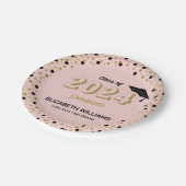 Assiettes En Carton Gold Script Confetti Graduation Party Pink Pap (Angle)