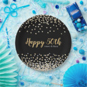 Assiettes En Carton Gold Silver Confetti Personnalisé 50e anniversaire (Fête)