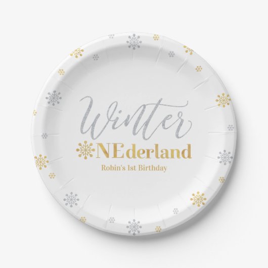 Assiettes En Carton Gold & Silver Winter Onederland 1er anniversaire f (Devant)