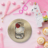 Assiettes En Carton Gold Sparkle Glam Rouge Rose Mason Jar Party (Fête)