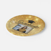 Assiettes En Carton Gold Sparkle Graduation Photo Chic Custom Party (Angle)