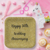 Assiettes En Carton Gold Speckled 50e anniversaire de Mariage, (Fête)
