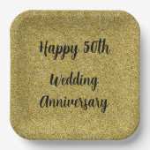 Assiettes En Carton Gold Speckled 50e anniversaire de Mariage, (Recto)