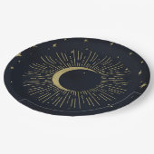 Assiettes En Carton Gold Stars Night Celestial Sunburst Moon Mariage (Angle)