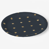 Assiettes En Carton Gold Stars sur Midnight Black (Angle)