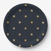 Assiettes En Carton Gold Stars sur Midnight Black (Devant)
