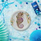 Assiettes En Carton Gold Summer Rainbow Seahorse Parties scintillant (Fête)