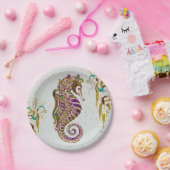Assiettes En Carton Gold Summer Rainbow Seahorse Parties scintillant (Fête)