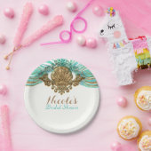 Assiettes En Carton Gold & Turquoise Sea Shell Glam Beach Party Élégan (Fête)