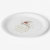 Assiettes En Carton Gold White Christmas Reindeer (Angle)