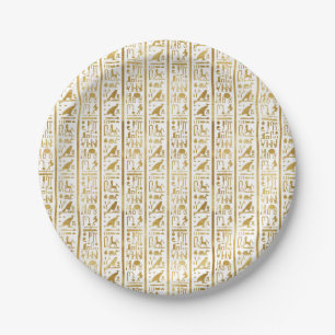 Assiettes En Carton Gold & White Egypt Glam Modern Chic Party