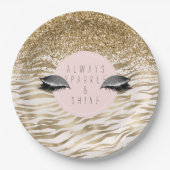 Assiettes En Carton Gold Zebra Imprimer des yeux brillants (Devant)