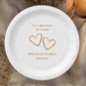 Assiettes En Carton Golden 50th Mariage Anniversaire Coeur personnalis