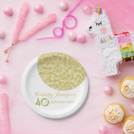 Assiettes En Carton Golden Circle 40th Birthday Party Plaques papier (Fête)