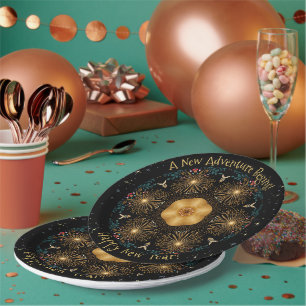 Assiettes En Carton Golden Fireworks Kaleidoscope - Bonne année