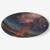 Assiettes En Carton Golden Gate Bridge Feu d'artifice de l'indépendanc (Angle)