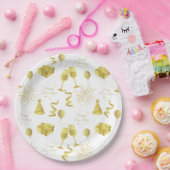 Assiettes En Carton Golden Happy New Year Pattern (Fête)