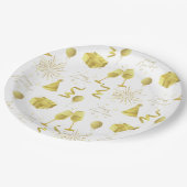 Assiettes En Carton Golden Happy New Year Pattern (Angle)