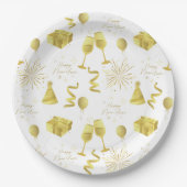 Assiettes En Carton Golden Happy New Year Pattern (Devant)