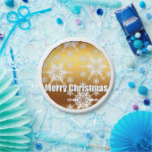 Assiettes En Carton Golden Joyeux Noël Snowflakes - Plaques en papier (Fête)