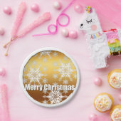 Assiettes En Carton Golden Joyeux Noël Snowflakes - Plaques en papier (Fête)