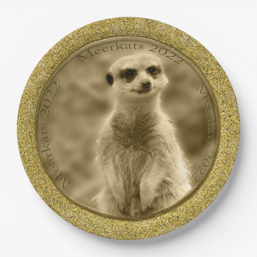 Assiettes En Carton Golden Meerkat 2022 Pièce, Plaques en papier (Devant)