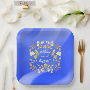 Assiettes En Carton GOLDEN MERRY ET BRIGHT personnalisé