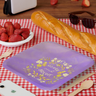 Assiettes En Carton GOLDEN MERRY ET BRIGHT personnalisé