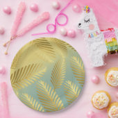 Assiettes En Carton Golden Palm Feuille Motif Ombre (Fête)
