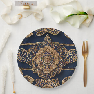 Assiettes En Carton Golden patterns AI art