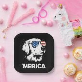 Assiettes En Carton Golden Retriever 4 juillet Merica (Fête)