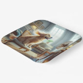 Assiettes En Carton Golden Retriever assis devant le ventilateur (Angulaire)