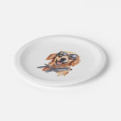Assiettes En Carton Golden Retriever avec lunettes de soleil (Angle)