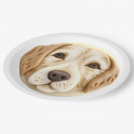 Assiettes En Carton Golden Retriever Chien 3D inspiré (Angle)