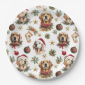 Assiettes En Carton Golden Retriever chien animal Motif de Noël (Devant)