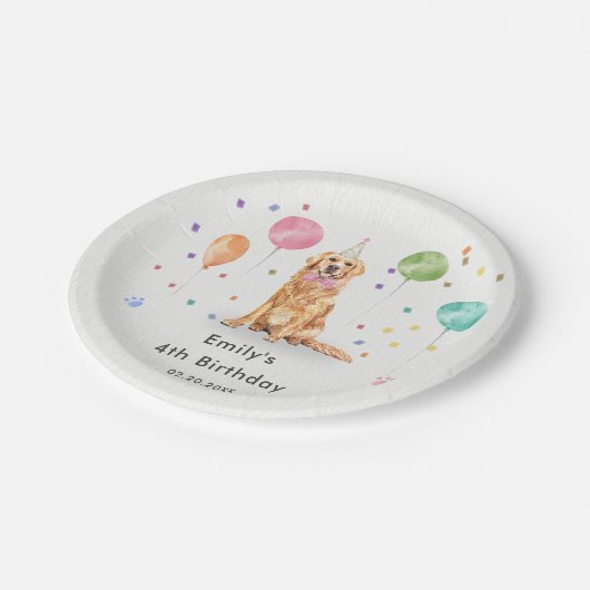 Assiettes En Carton Golden Retriever Chien Chien Chien Chien Anniversa (Angle)