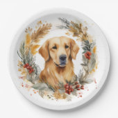 Assiettes En Carton Golden Retriever Christmas Wreath Festive Pup (Devant)