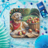 Assiettes En Carton Golden Retriever dans Apple Orchard (Fête)