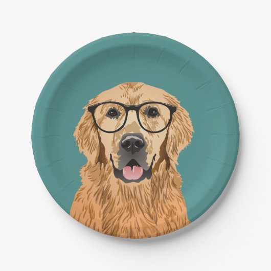 Assiettes En Carton Golden retriever de hippie (Devant)